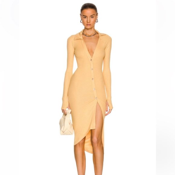 Alix NYC  Lanett Button-Up Asymmetric Dress in Butter / XS *Never Been Worn - Picture 1 of 5